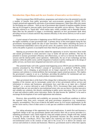 2
Introduction: Open Data and the new frontier of innovative service delivery
Open Government Data (OGD) policies, program...