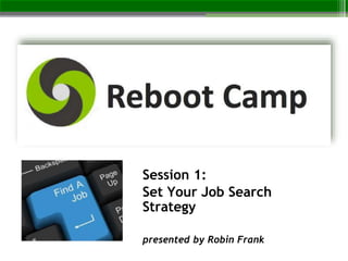 Session 1:
Set Your Job Search
Strategy
presented by Robin Frank
 