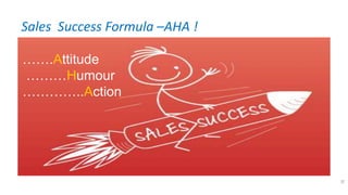 77
Sales Success Formula –AHA !
…….Attitude
………Humour
…………..Action
 