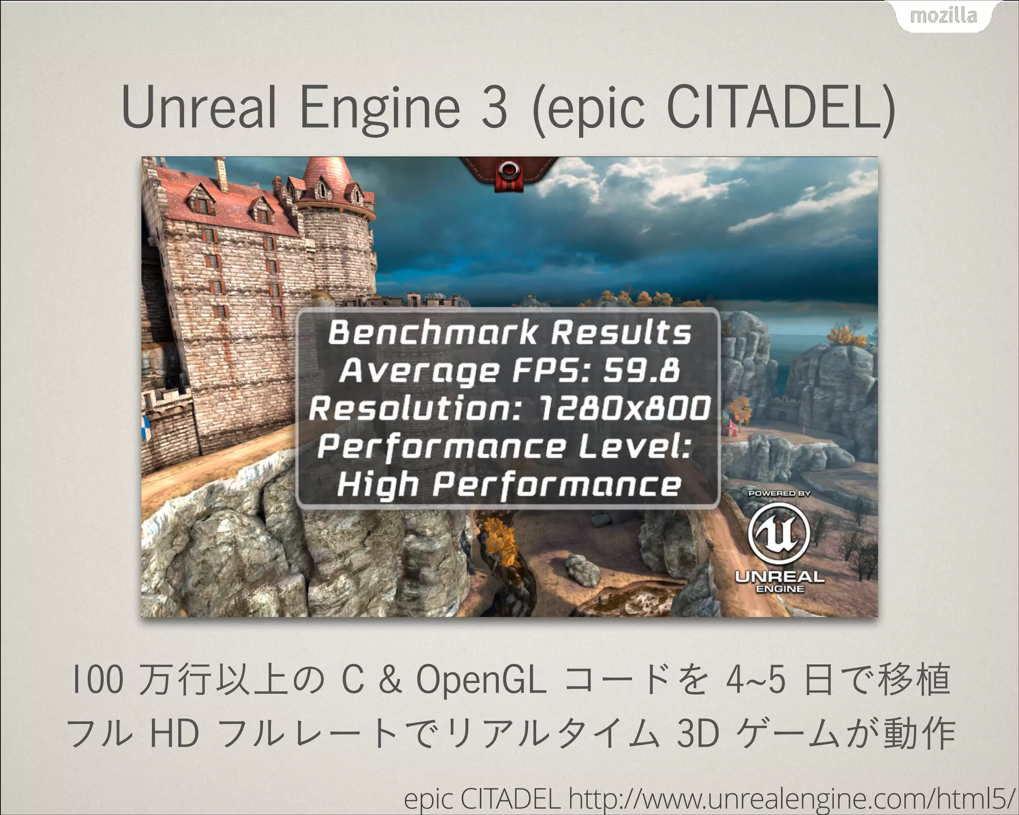 Unreal Engine 4 (Epic Soul)
最新ゲームエンジンも速やかに Firefox に対応
ネイティブゲームも最初のタイトルが出たばかり
https://blog.mozilla.org/blog/mozilla-and-epic-preview-unreal-engine-4-running-in-firefox/
 