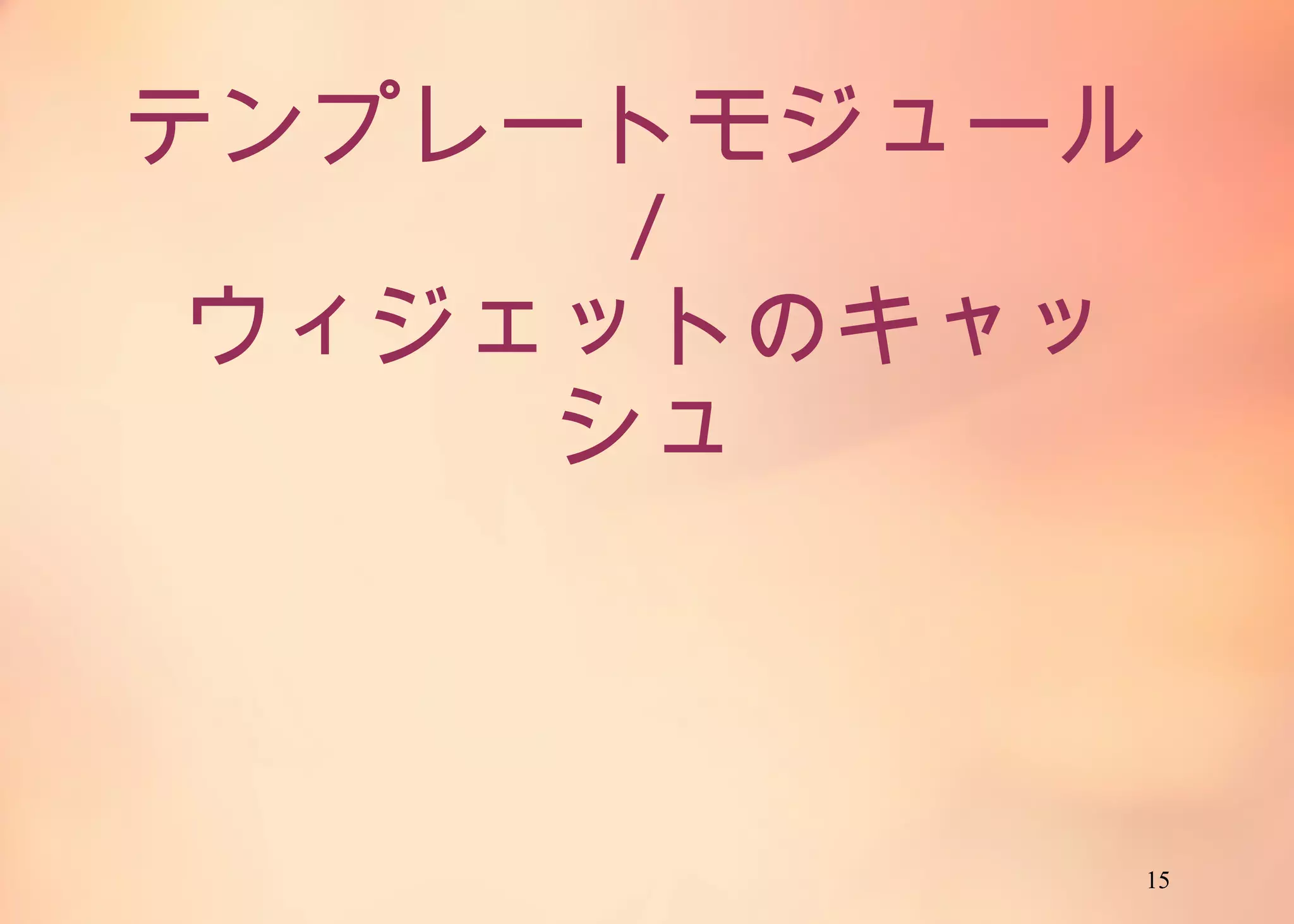 15
テンプレートモジュール/
ウィジェットのキャッシュ
 