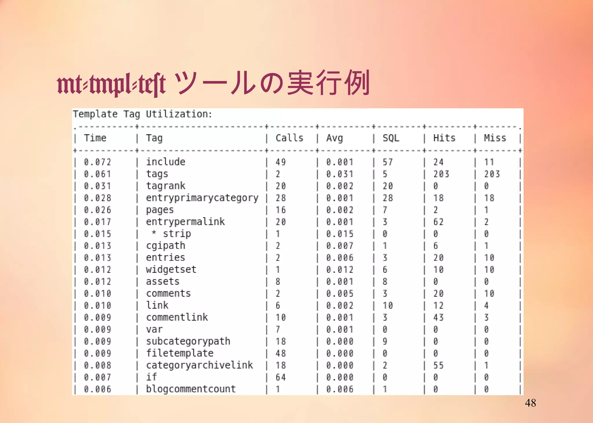 48
mt-tmpl-testツールの実行例
 