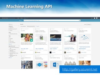 Machine Learning API
http://gallery.azureml.net
 