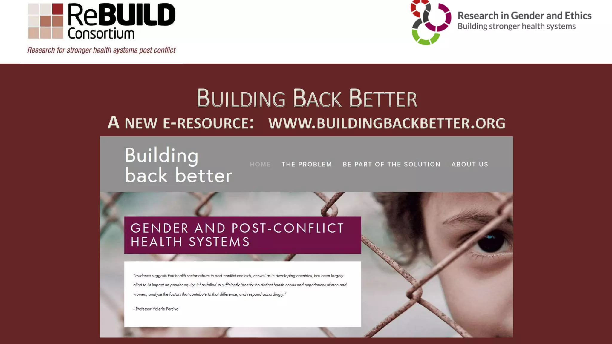 BUILDING BACK BETTER
A NEW E-RESOURCE: WWW.BUILDINGBACKBETTER.ORG
 