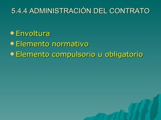 5.4.4 ADMINISTRACIÓN DEL CONTRATO Envoltura Elemento normativo Elemento compulsorio u obligatorio 