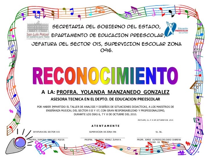 formatos de reconocimientos