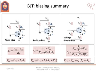 Rec101 unit ii (part 2) bjt biasing and re model | PPT
