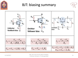 Rec101 unit ii (part 2) bjt biasing and re model | PPT