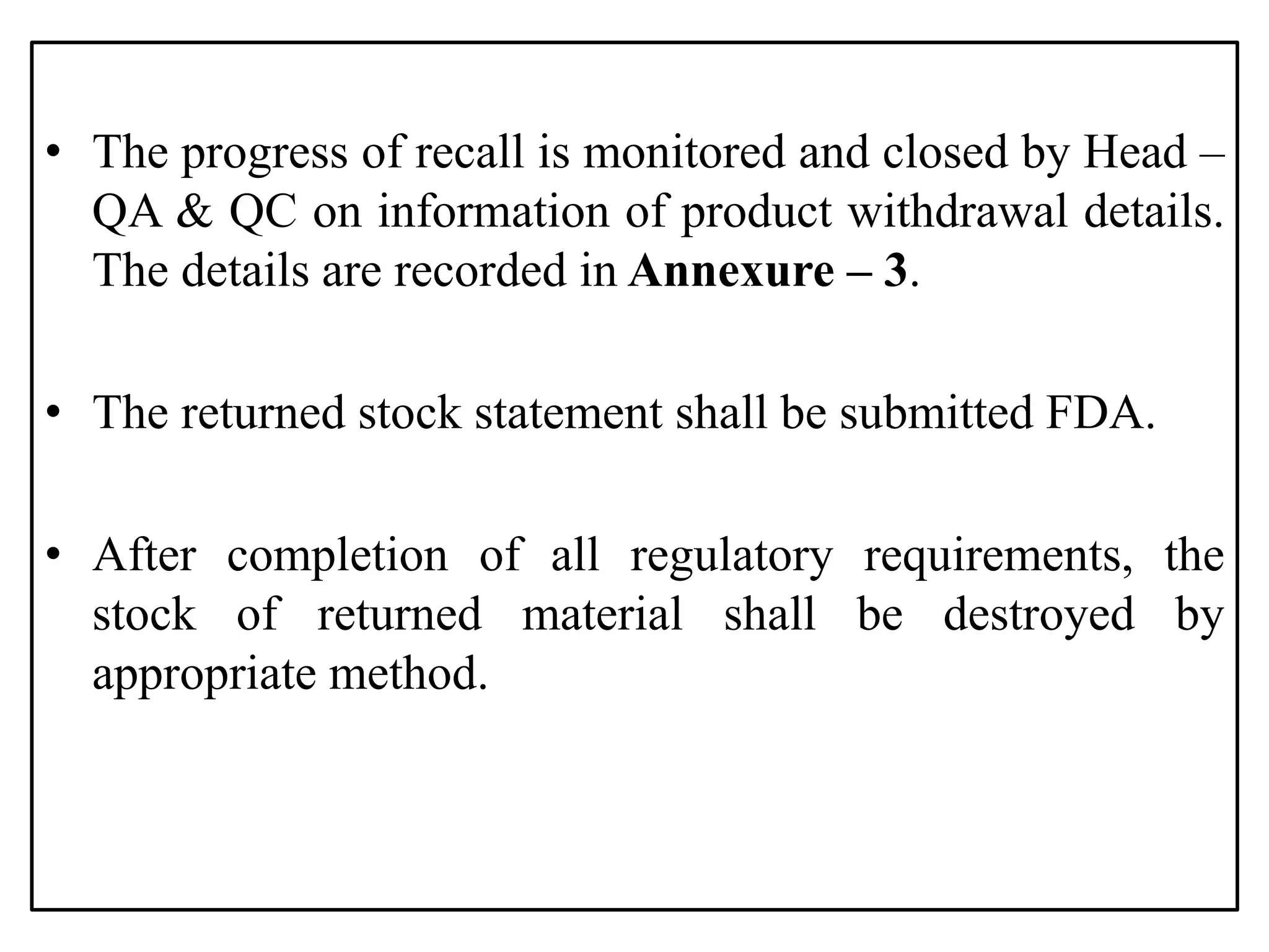 Recall Status Pharmaceuticals Recall status report | PPTX
