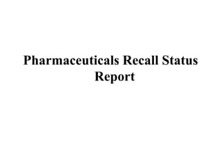 Pharmaceuticals Recall Status
Report
 