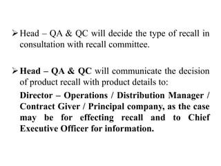 Recall Status Pharmaceuticals Recall status report | PPTX
