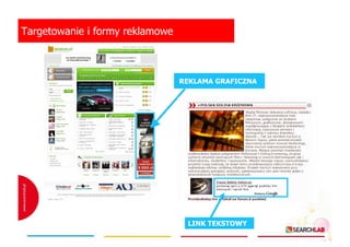 Targetowanie i formy reklamowe

REKLAMA GRAFICZNA

LINK TEKSTOWY

 