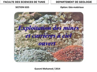 Guesmi Mohamed / 2014
FACULTE DES SCIENCES DE TUNIS DEPARTEMENT DE GEOLOGIE
SECTION IGS5 Option: Géo-matériaux
 
