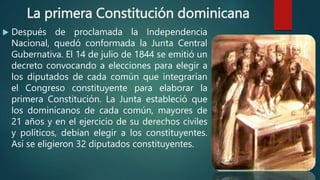 La primera Constitución dominicana
 Después de proclamada la Independencia
Nacional, quedó conformada la Junta Central
Gu...