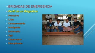BRIGADAS DE EMERGENCIA
Perfil de un Brigadista
• Proactivo
• Líder
• Comprometido
• Inteligente
• Entrenado
• Ágil
• Observador
• Disciplinado
 