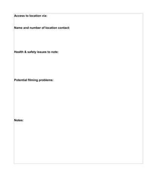 Recce location form | DOC