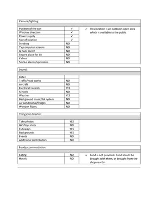 Recce checklist for nork park | PDF