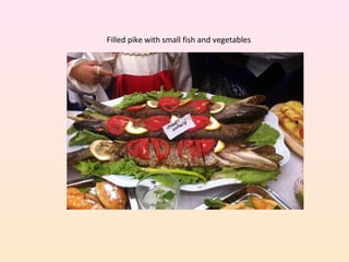 Filled pike with small fish and vegetables
 