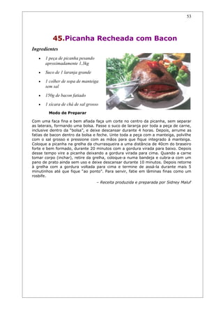 Receitas de carnes e churrascos.