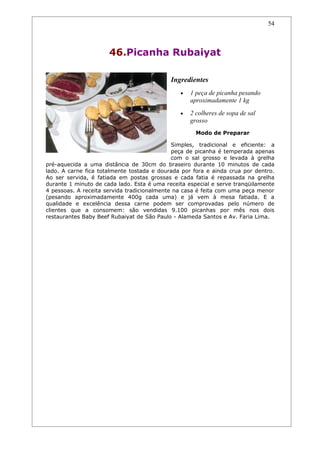 Receitas de carnes e churrascos.