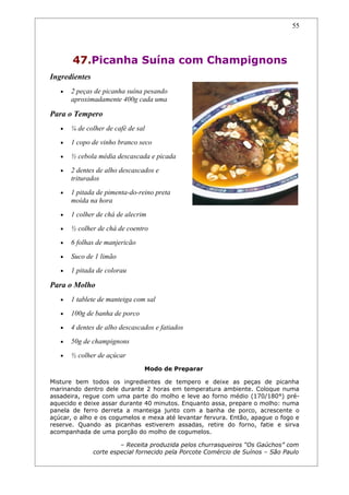 Receitas de carnes e churrascos.