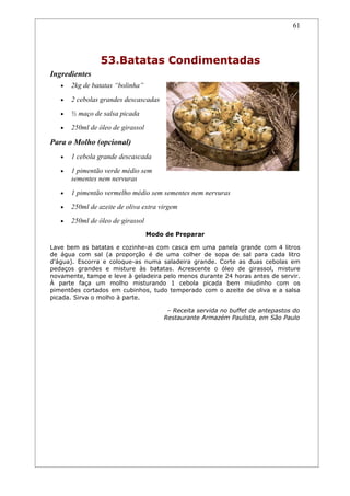 Receitas de carnes e churrascos.