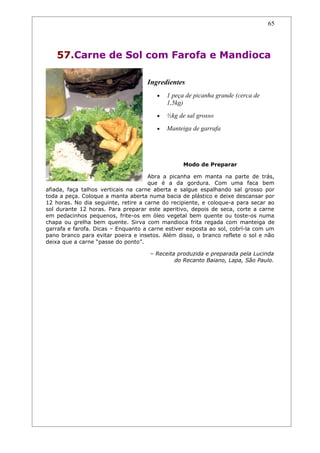 Receitas de carnes e churrascos.