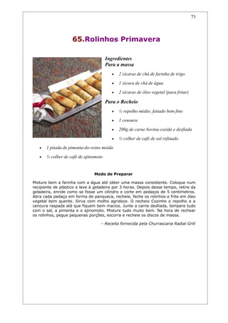 Receitas de carnes e churrascos.