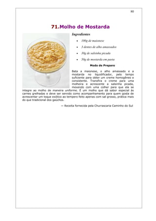 Receitas de carnes e churrascos.