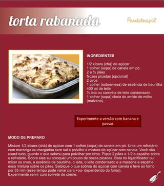 Experimente a versão com banana e
passas
 