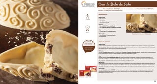 Ovo de Bolo de Rolo
Ovo de Chocolate Marfim NESTLÉ®
e bolo de rolo preparado com Chocolate Blend NESTLÉ®
e
Recheio e Cobertura Chocolate MOÇA®
.
INGREDIENTES
Bolo de rolo:
• 150g de açúcar
• 150g de ovos
• 150g de manteiga (temperatura ambiente)
• 150g de farinha de trigo
Recheio:
• 150g de NESTLÉ®
Chocolate Blend
• 150g de MOÇA®
Recheio e Cobertura Chocolate
Ovo:
• 1,2kg de NESTLÉ®
Chocolate Marfim
Decoração:
• 100g de NESTLÉ®
Chocolate Marfim
• 3g de conhaque
MODO DE PREPARO
Bolo de rolo:
Coloque todos os ingredientes na batedeira e bata até formar uma massa homogênea e leve. Espalhe a massa em uma assadeira
bem reta sobre um tapete de silicone deixando bem fino e a superfície bem uniforme. Leve ao forno preaquecido (200°C) para assar
por cerca de 4 minutos. Retire do forno e deixe esfriar. Reserve.
Recheio:
Derreta o Chocolate Blend NESTLÉ®
e misture com o Recheio e Cobertura Chocolate MOÇA®
. Espalhe sobre a massa preparada
e fria. Enrole bem firme, envolva no papel manteiga e reserve no refrigerador por 2 horas.
Ovo:
Derreta e tempere o Chocolate Marfim NESTLÉ®
conforme instruções da embalagem. Distribua o chocolate preparado em 6
formas de ovo de Páscoa para fazer a primeira camada. Deixe escorrer o excesso de chocolate das formas e leve ao refrigerador
com a cavidade voltada para baixo sobre uma folha de papel manteiga para firmar.
Montagem:
Corte o bolo de rolo em fatias bem finas, retire as formas do refrigerador e fixe as fatias cortadas por dentro. Despeje o restante do
chocolate preparado para fazer a segunda camada. Retorne as formas para o refrigerador e reserve um pouco de chocolate para a
decoração. Retorne as formas para o refrigerador para a secagem final até que o chocolate se desprenda totalmente das formas.
Decoração:
Derreta o Chocolate Marfim NESTLÉ®
no micro-ondas ou em banho-maria, acrescente o conhaque aos poucos e misture até o
chocolate ficar pastoso para trabalhar com o bico. Desenforme os ovos e faça a decoração final seguindo a sugestão da foto.
Mantenha em local fresco e seco.
Rendimento: 3 ovos de 700g cada
S U G E S T Ã O D E V E N D A
DIET
DIET
2 horas
médio
R$ 39,60
R$ 65,00
DIETDIET
32 33
 