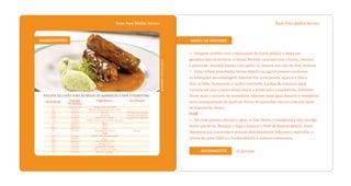 Base Para Molho Escuro
ROULADE DE COXÃO DURO AO MOLHO DE MANJERICÃO E PURÊ À FIORENTINA
1 - Tempere os bifes com o Amaciante de Carne MAGGI e deixe em
geladeira por no mínimo 12 horas. Recheie cada um com o bacon, cenoura
e pimentão. Enrole e prenda com palito ou amarre com um fio fino. Reserve.
2 - Dilua a Base para Molho Escuro MAGGI na água e prepare conforme
as instruções da embalagem. Reserve. Em uma panela, aqueça o óleo e
frite os bifes. Acrescente o molho reservado, a polpa de tomate e água.
Cozinhe até que a carne esteja macia e acrescente o manjericão, deixando
ferver mais 1 minuto. Se necessário, adicione mais água durante o cozimento.
Sirva acompanhado do purê em forma de quenelles. Decore com um ramo
de manjericão fresco.
PURÊ
1 - Em uma panela coloque a água, o Leite Ninho, a margarina e leve ao fogo.
Antes que ferva, desligue o fogo e misture o Purê de Batatas MAGGI. Deixe
descansar por 3 minutos e misture delicadamente. Adicione o espinafre, o
Creme de Leite CHEF e o Fondor MAGGI e misture novamente.
MODO DE PREPARO
DireitosAutorais:NestléBrasil
14 porçõesRENDIMENTO
Base Para Molho Escuro
INGREDIENTES
Quantidade Ingrediente Pré-PreparoUnidade
de Medida
2
60
200
200
200
150
2
50
500
30
150
600
300
50
80
100
30
Quilograma
Grama
Grama
Grama
Grama
Grama
Litro
Mililitro
Mililitro
Grama
Grama
Mililitro
Mililitro
Grama
Grama
Grama
Grama
cortado em bastão
cortado em bastão
cortado em bastão
picado
Coxão duro em bifes
MAGGI Amaciante de Carne
Bacon
Cenoura
Pimentão Verde
MAGGI Base para Molho Escuro
Água
Óleo
Água
Manjericão fresco
Purê
MAGGI Purê de Batatas
Água
Leite NINHO UHT
Margarina
Espinafre cozido
CHEF Creme de Leite
MAGGI Fondor
 