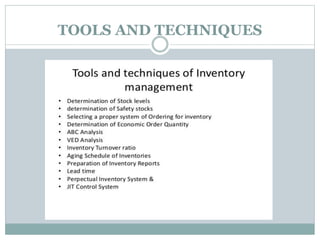 TOOLS AND TECHNIQUES
 