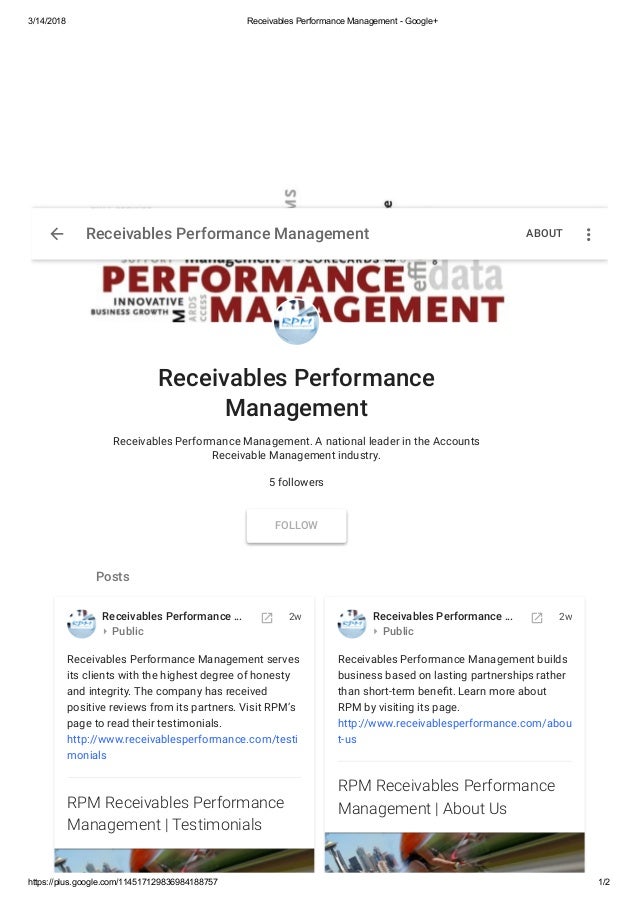 Receivables Performance Management Google+