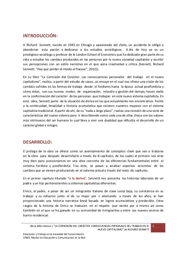 Recension La Corrosion Del Caracter Richard Sennet