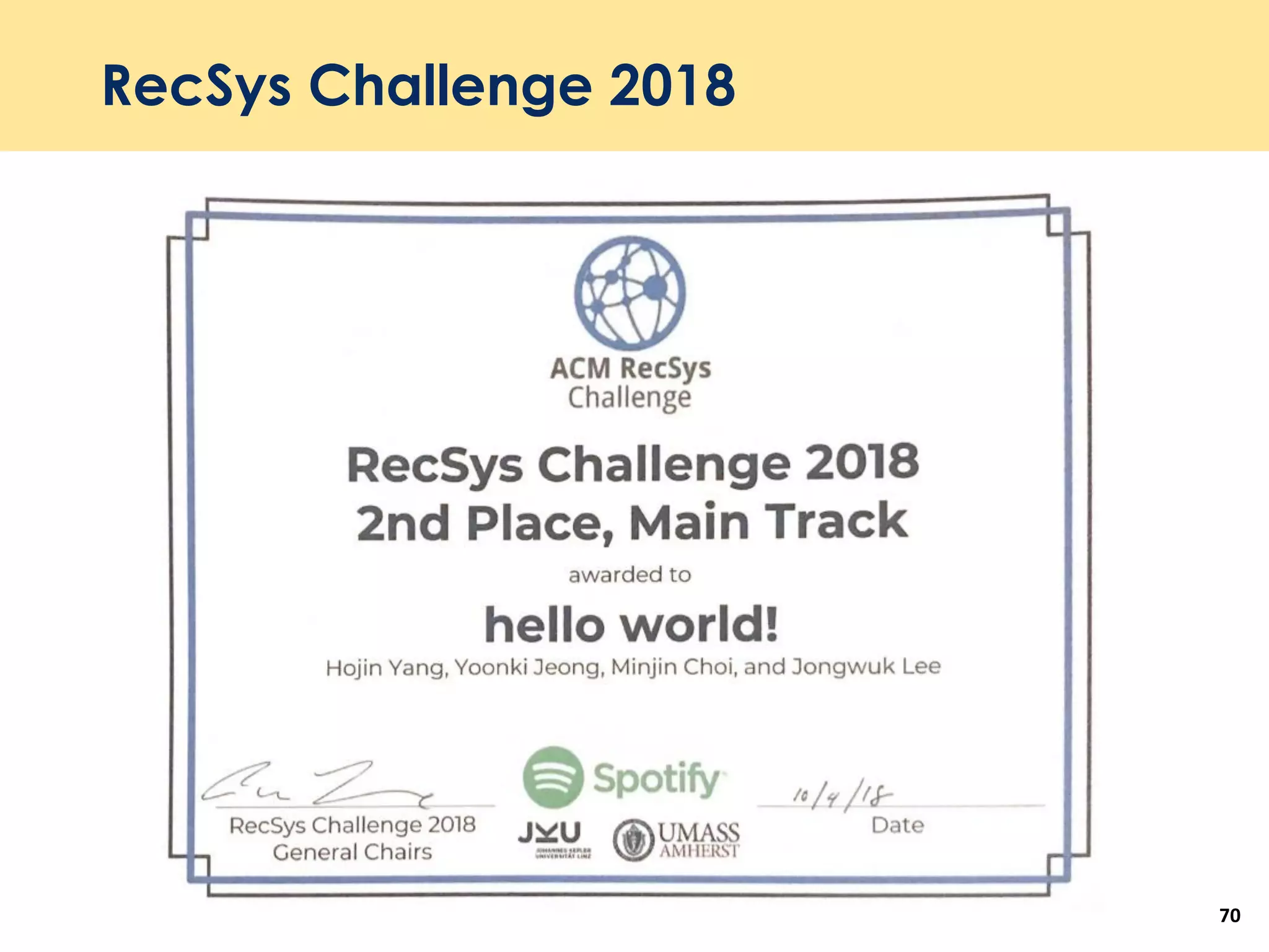 RecSys Challenge 2018
70
 