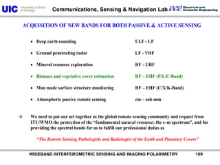 TandemSAR-L (Destiny): JPL & DLR           WIDEBAND INTERFEROMETRIC SENSING AND IMAGING POLARIMETRY               108