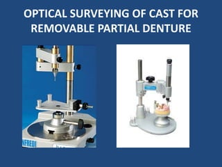 OPTICAL SURVEYING OF CAST FOR
REMOVABLE PARTIAL DENTURE
 