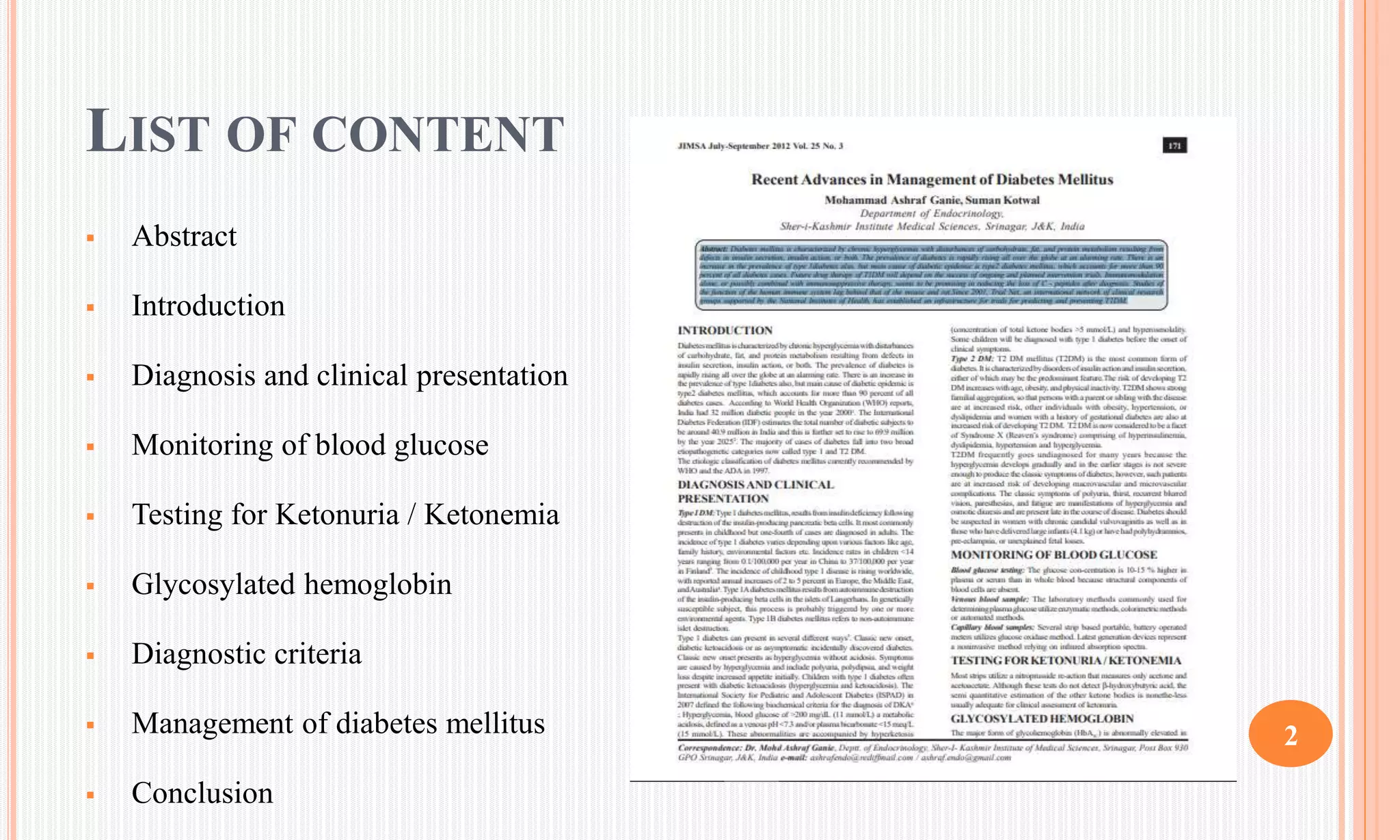 RECENT ADVANCES IN TREATMENT OF DIABETES MELLITUS | PPTX