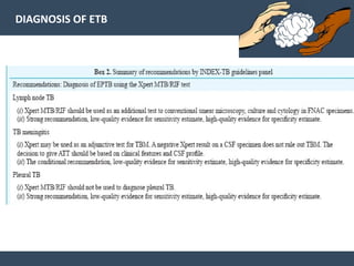 DIAGNOSIS OF ETB
 