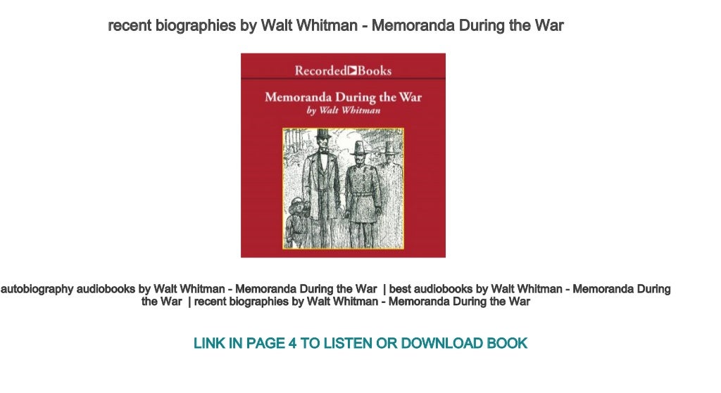 whitman memoranda during the war whitman memoranda during the war