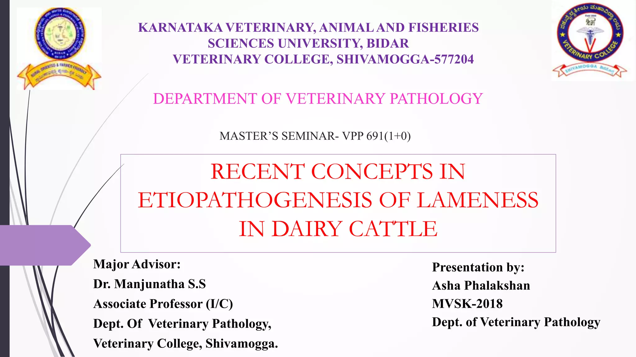 RECENT CONCEPTS IN ETIOPATHOGENESIS OF LAMENESS IN DAIRY CATTLE PPT