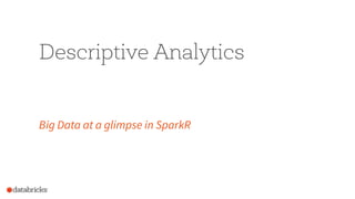 Descriptive Analytics
Big Data at a glimpse in SparkR
 