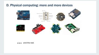 D. Physical computing: more and more devices
… and the rest
 