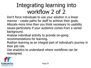 Page 21Integrating learning into workflow
