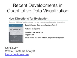 Recent Developments in
Quantitative Data Visualization

Chris Lysy
Westat, Systems Analyst
freshspectrum.com

 