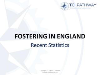 FOSTERING IN ENGLAND
Recent Statistics
Copyright © 2015 TCI Pathway
www.tcipathway.co.uk
 