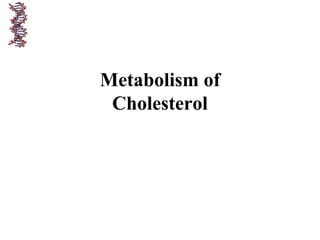 Metabolism of
Cholesterol
 