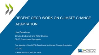 RECENT OECD WORK ON CLIMATE CHANGE
ADAPTATION
Lisa Danielson
Climate, Biodiversity and Water Division
OECD Environment Directorate
First Meeting of the OECD Task Force on Climate Change Adaptation
(TFCCA)
11 February 2020, OECD, Paris
 