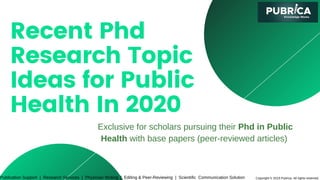Recent Phd
Research Topic
Ideas for Public
Health In 2020
Copyright © 2019 Pubrica. All rights reservedPublication Support | Research Services | Physician Writing | Editing & Peer-Reviewing | Scientific Communication Solution
Exclusive for scholars pursuing their Phd in Public
Health with base papers (peer-reviewed articles)
 